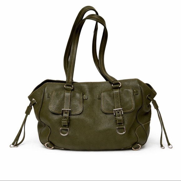 Prada Vitello Daino Olive Green Leather Tote — Silver Hardware • Like New - Picture 3 of 9